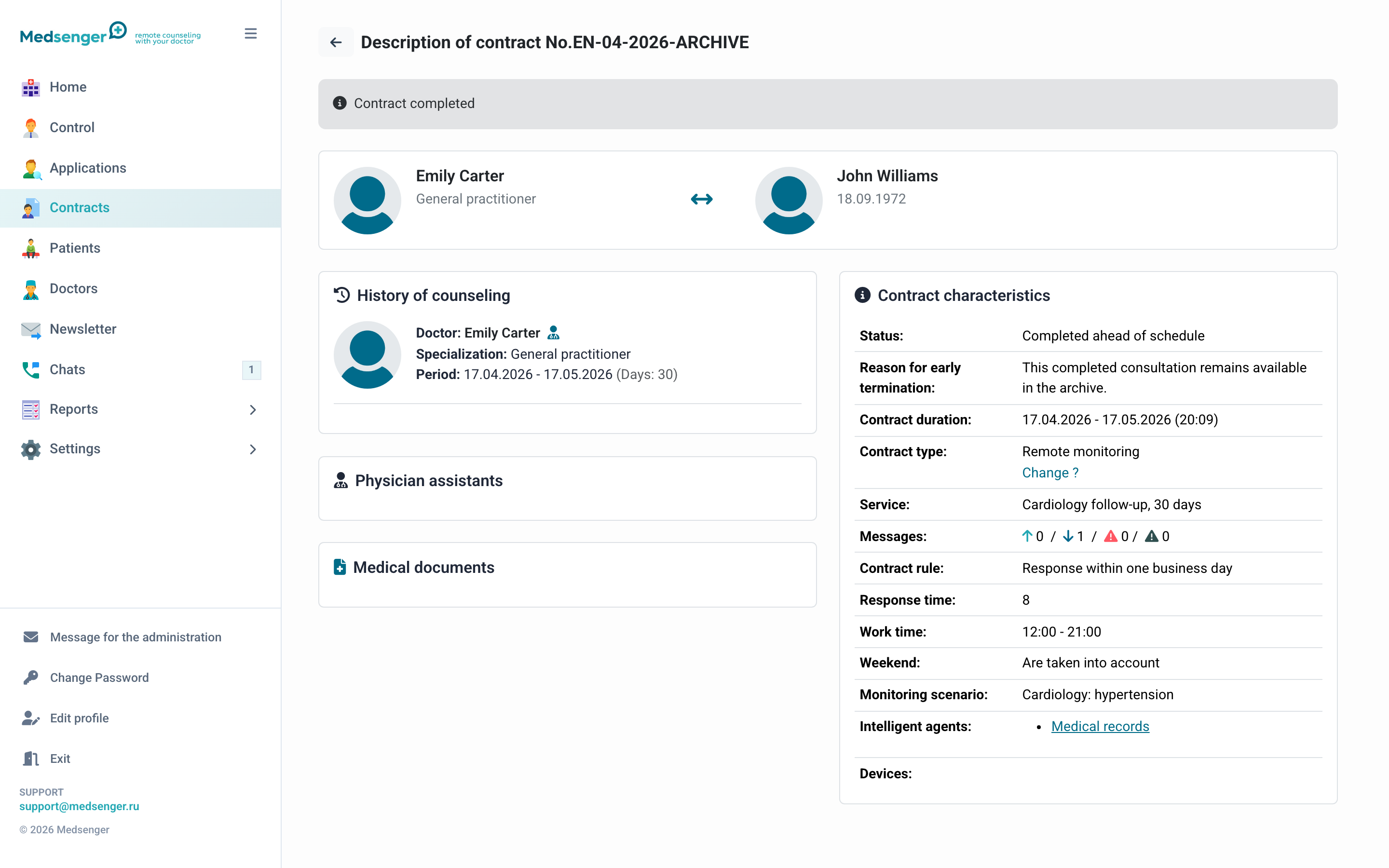 Archived contract page
