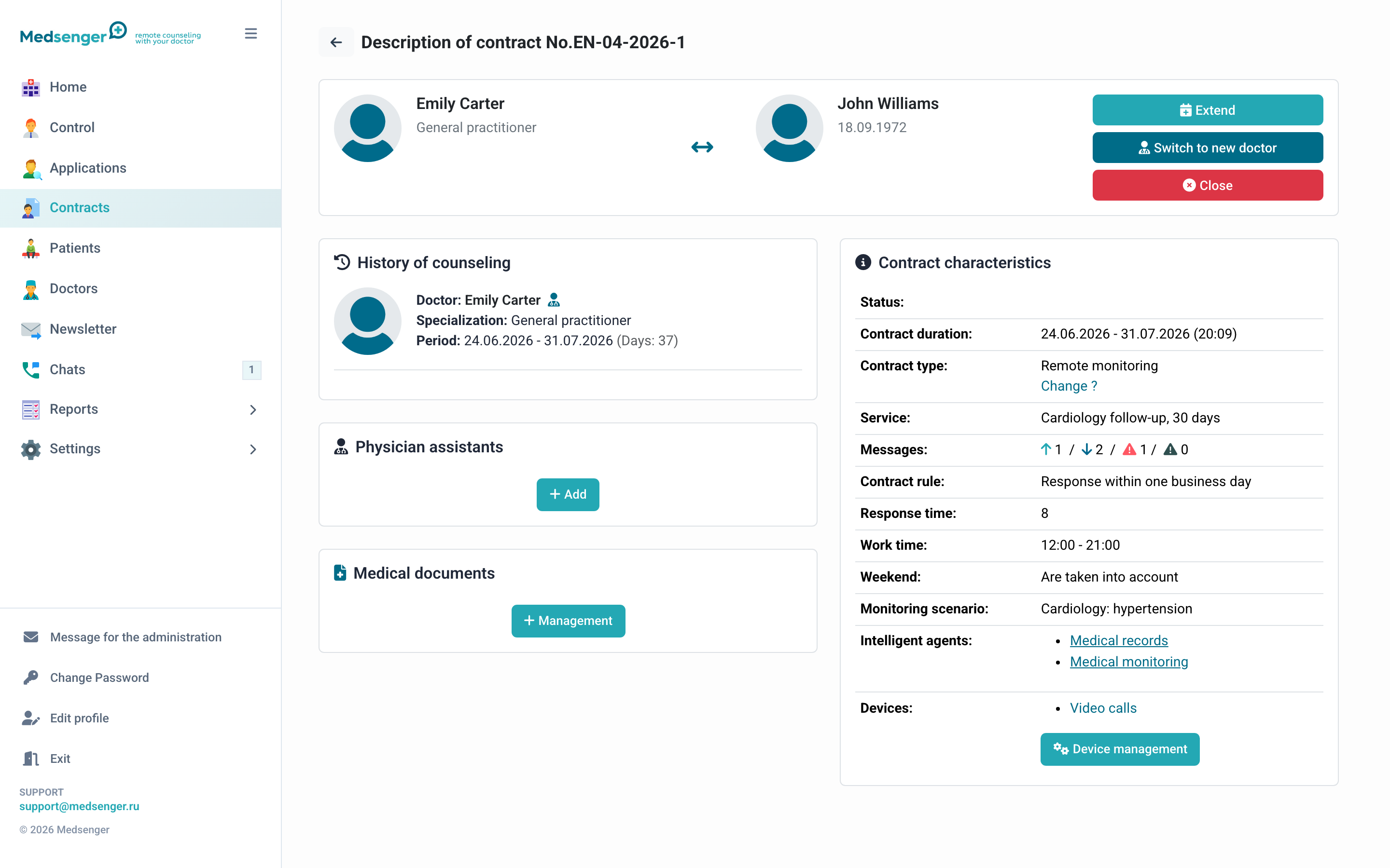 Contract page