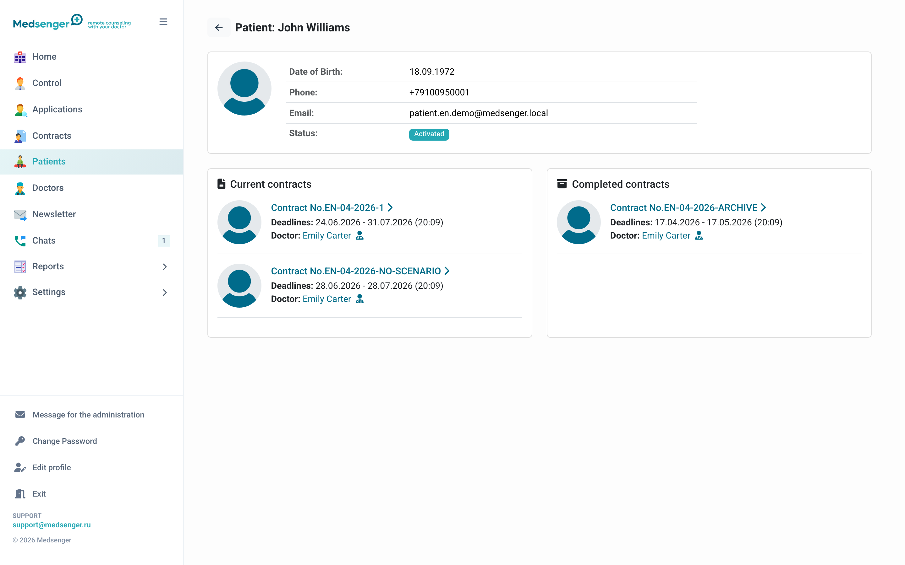 Patient page
