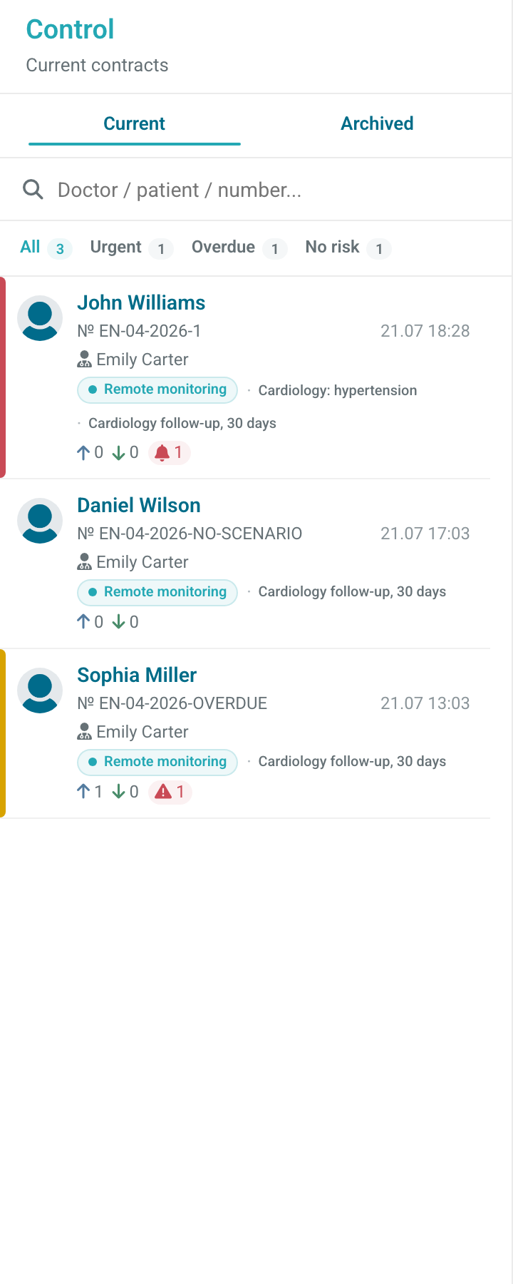 Filters in the clinical supervision queue