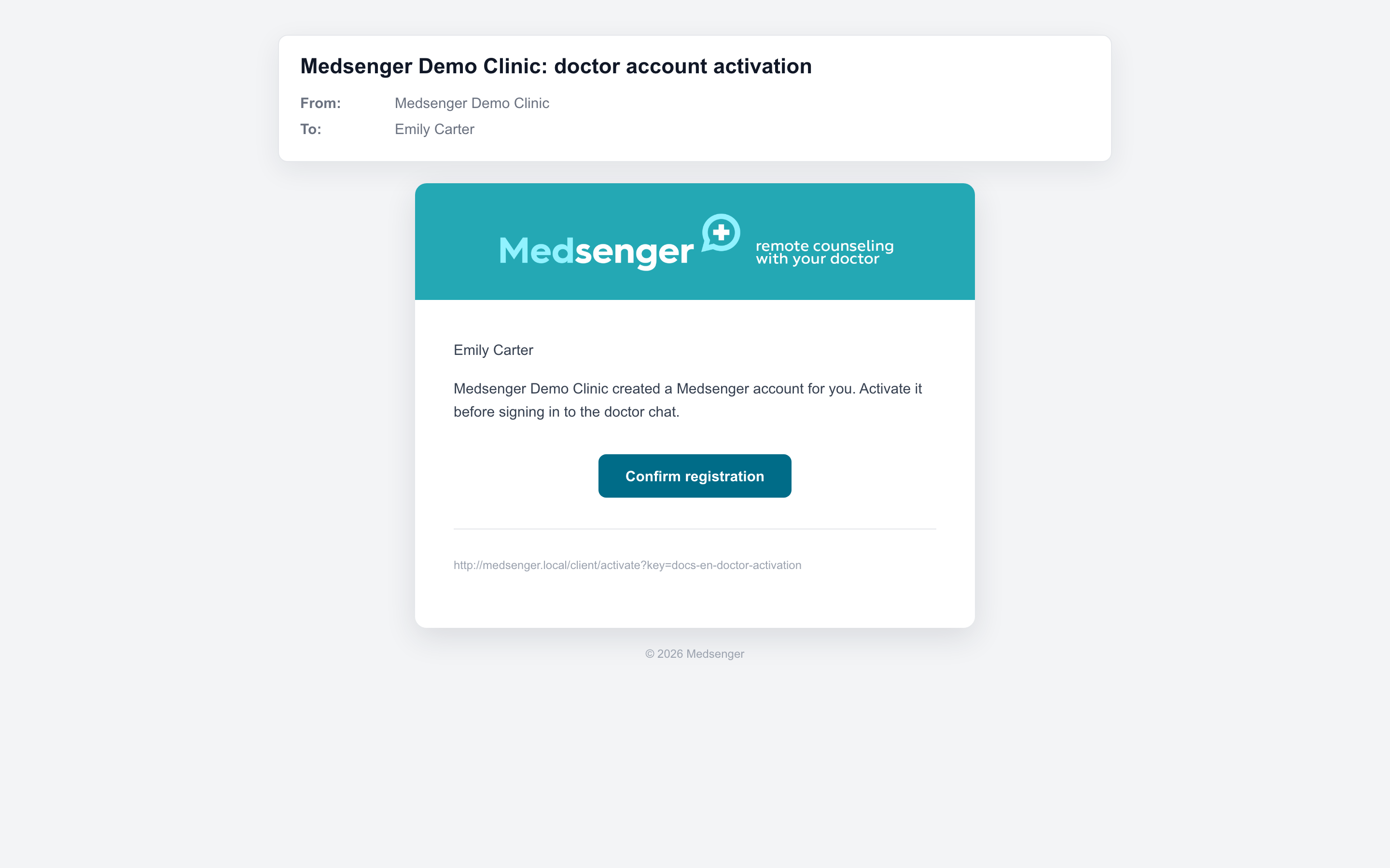 Doctor activation email