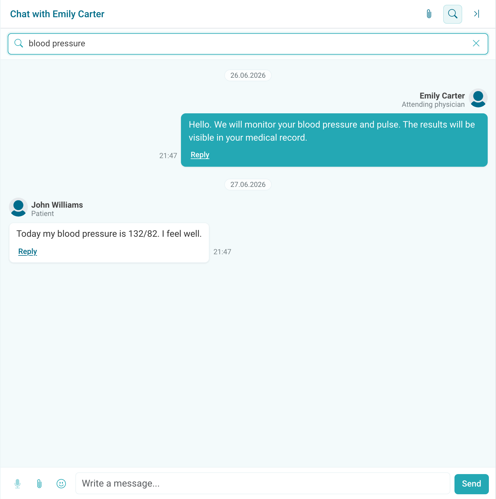 Doctor chat search