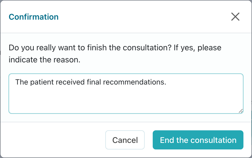 Doctor closing a consultation