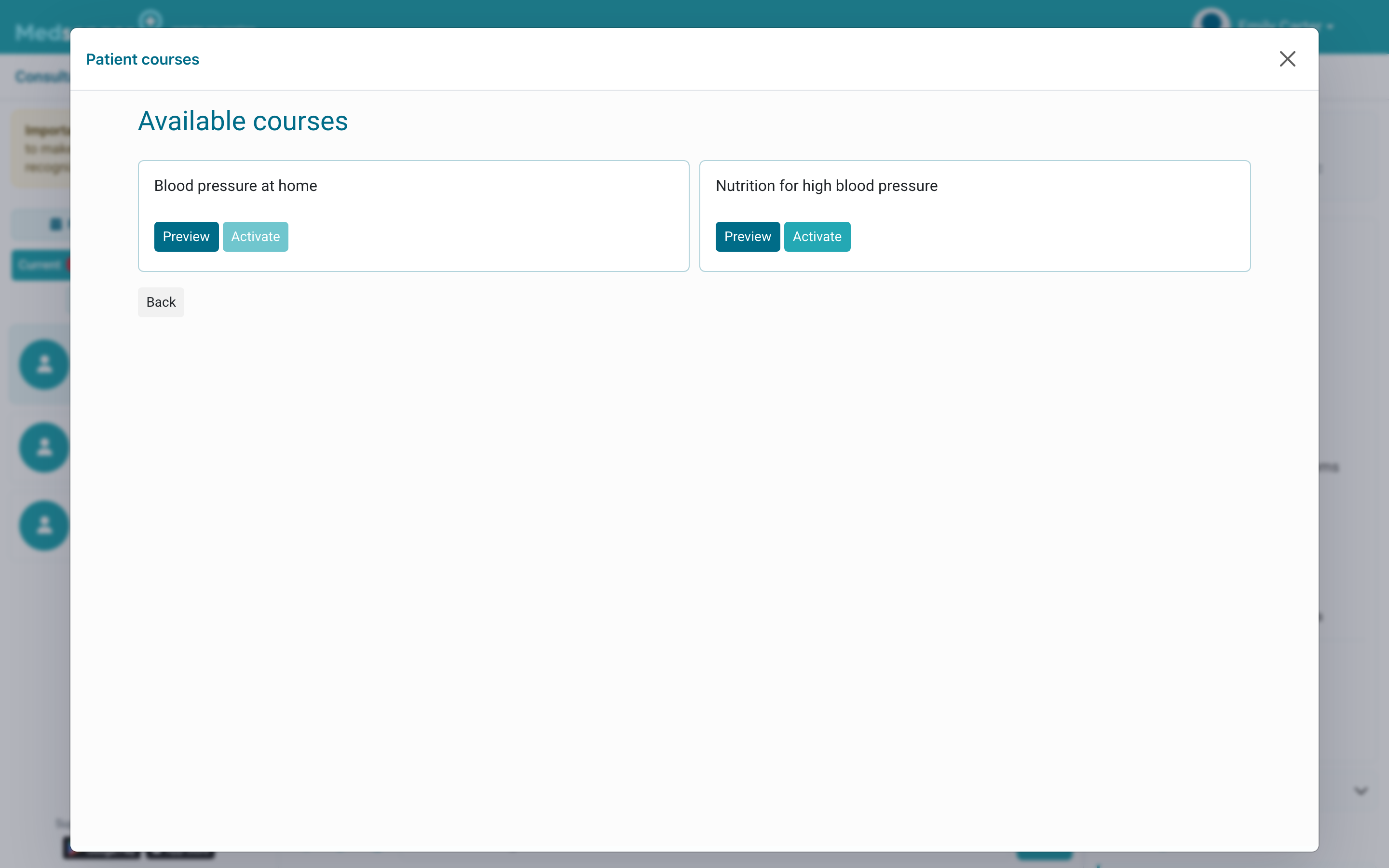 Catalog of available education courses