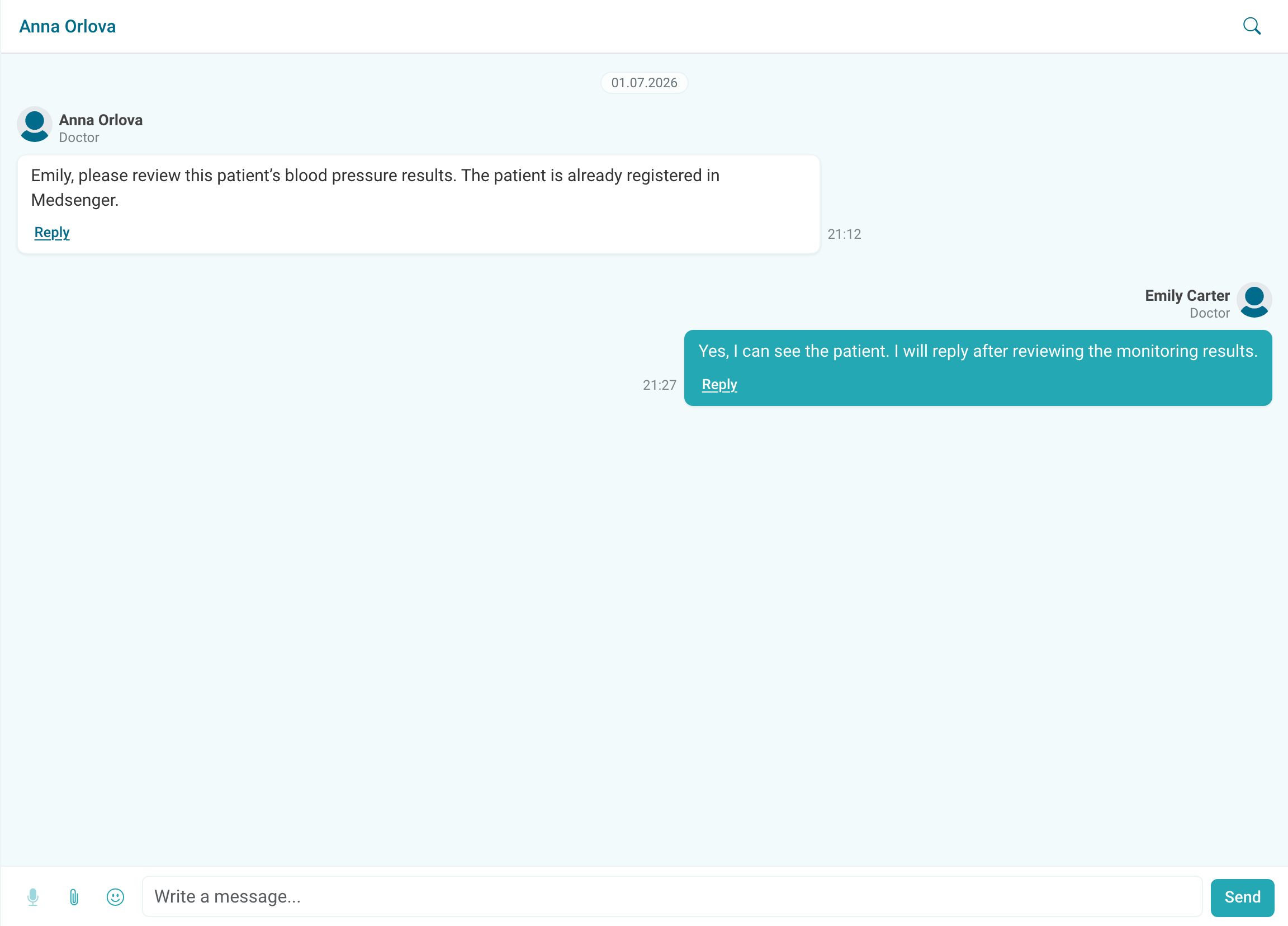 Chat with another doctor