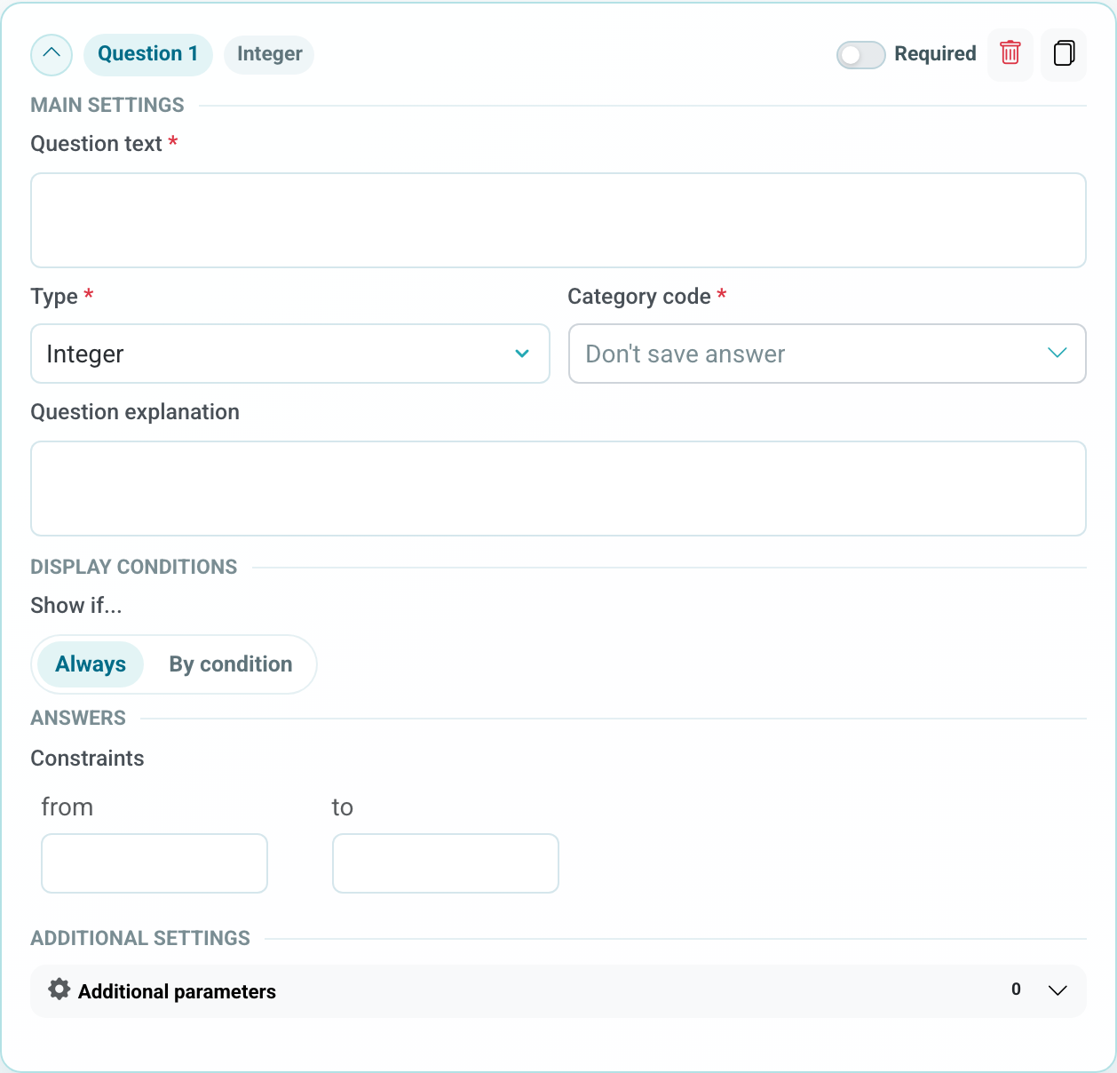 Questionnaire question editor