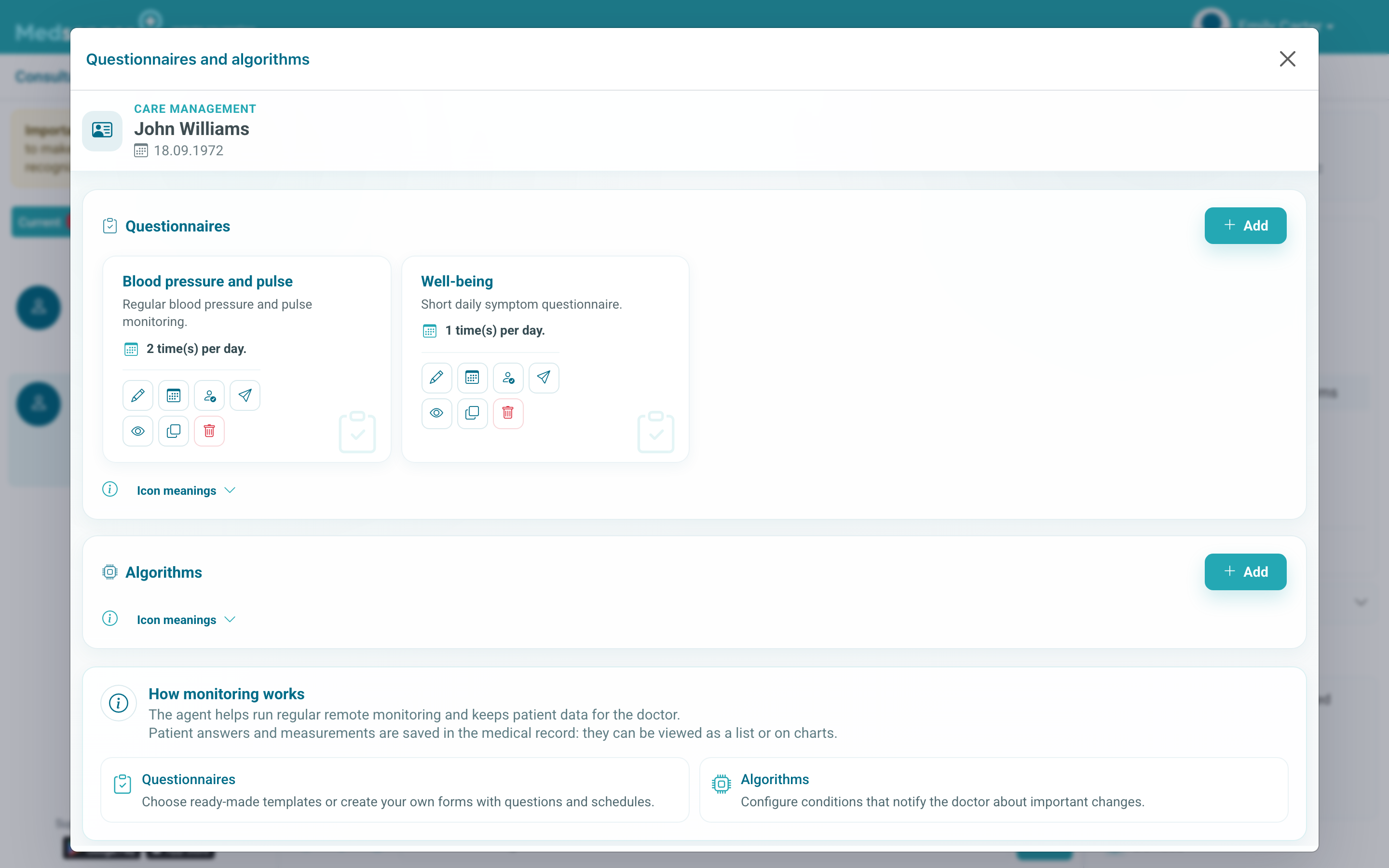 Doctor questionnaires and algorithms