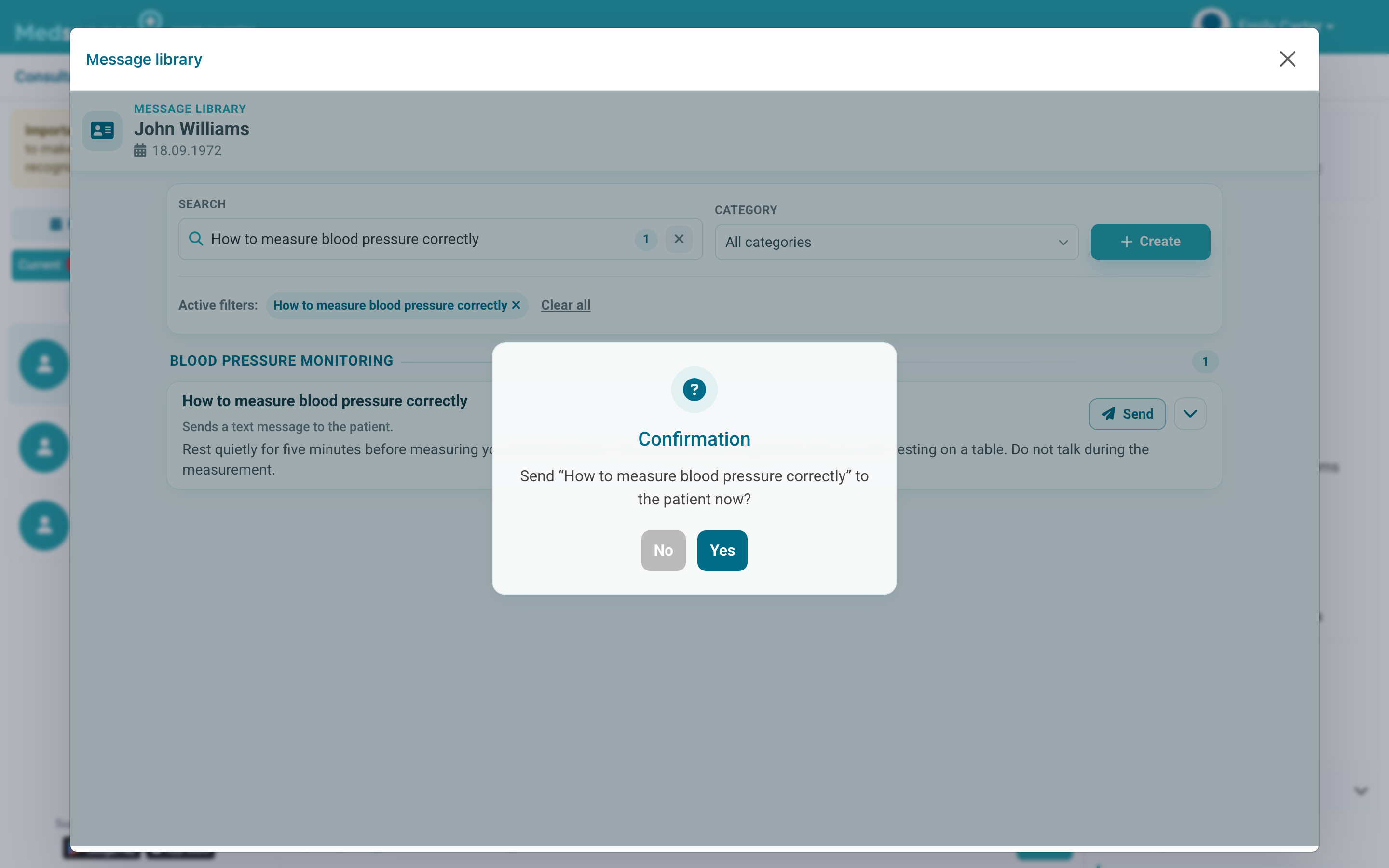 Sending a template from the message library