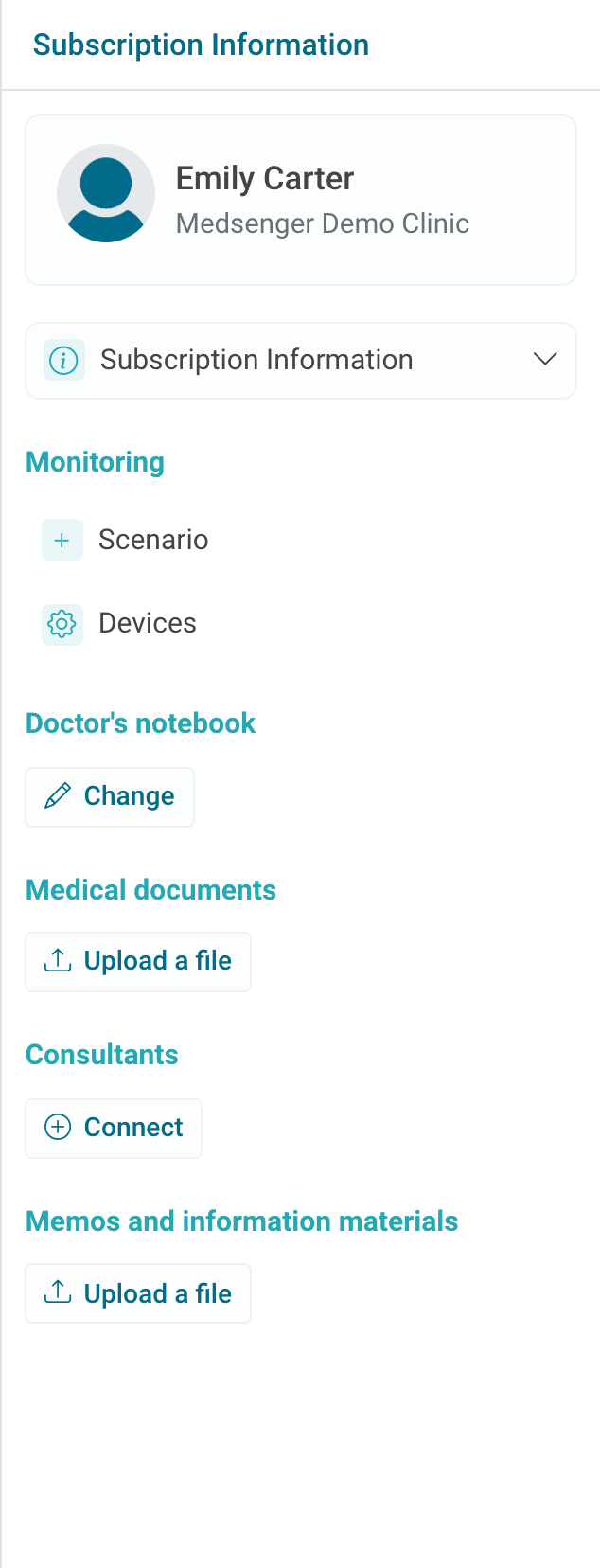 Scenario button in the monitoring block