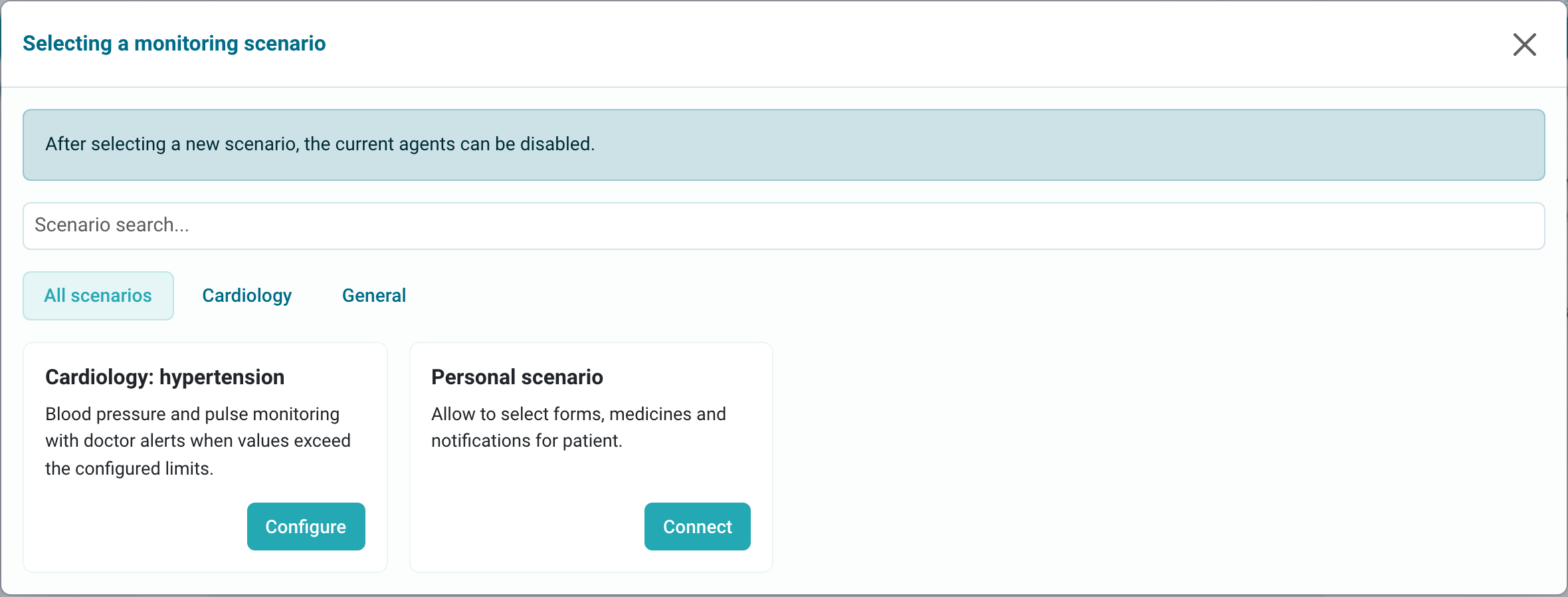 Monitoring scenario selection