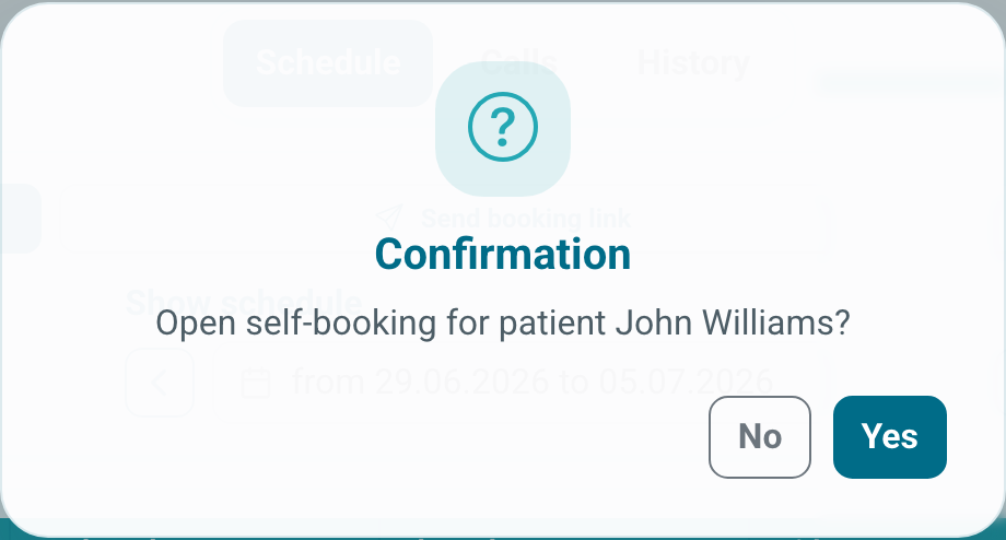 Patient self-booking confirmation