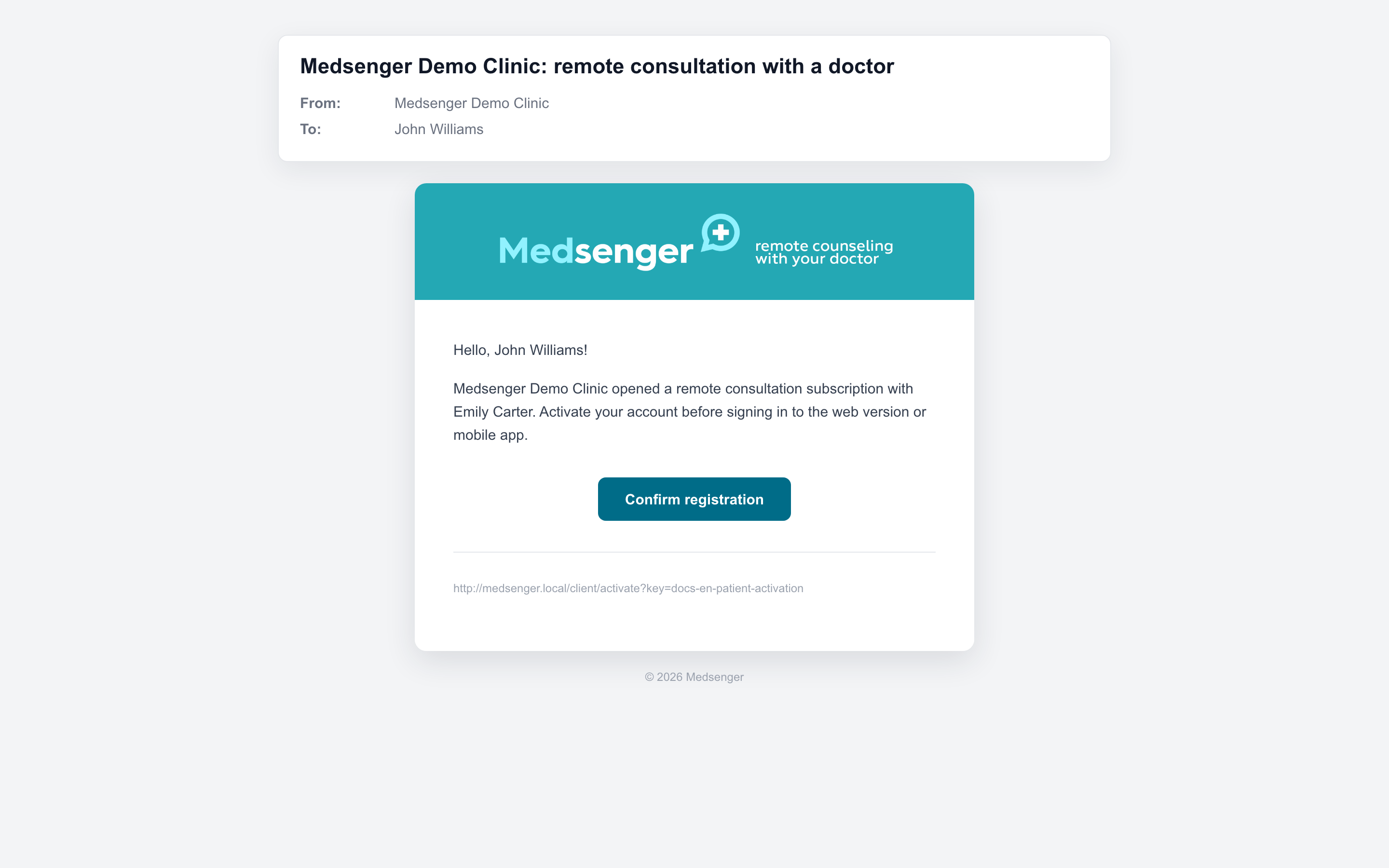 Patient activation email