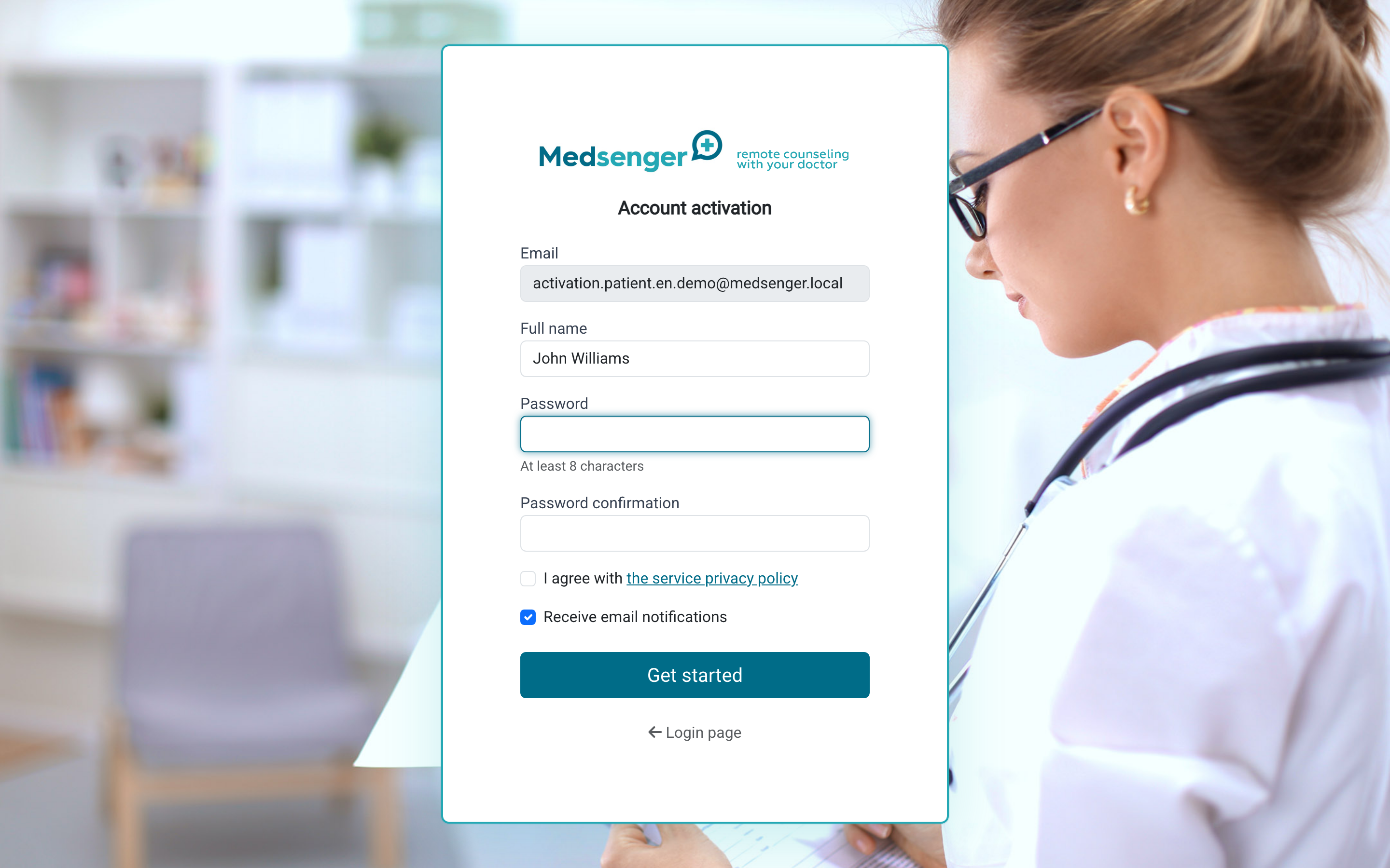 Patient activation screen