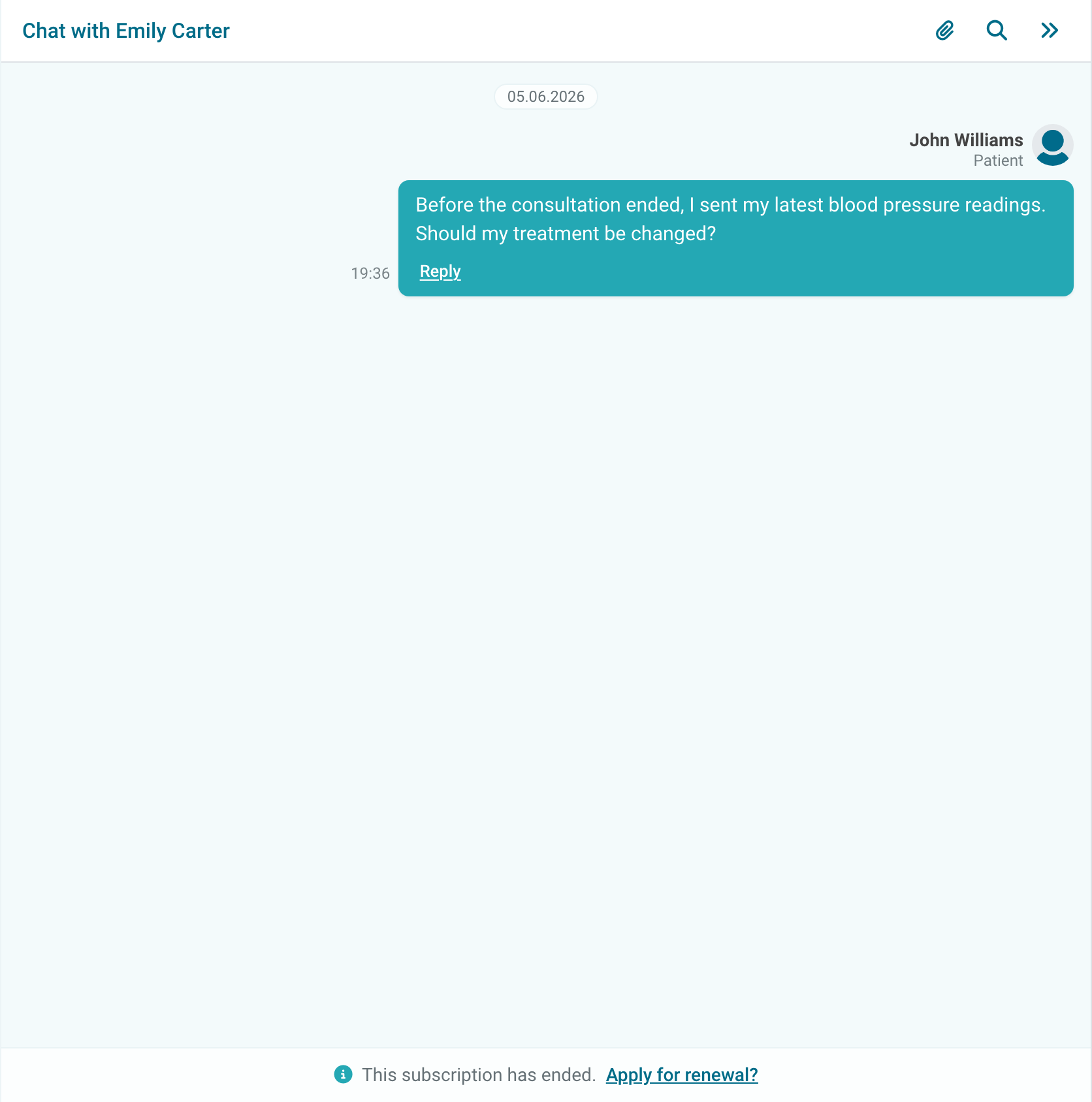 An unanswered message in a completed consultation