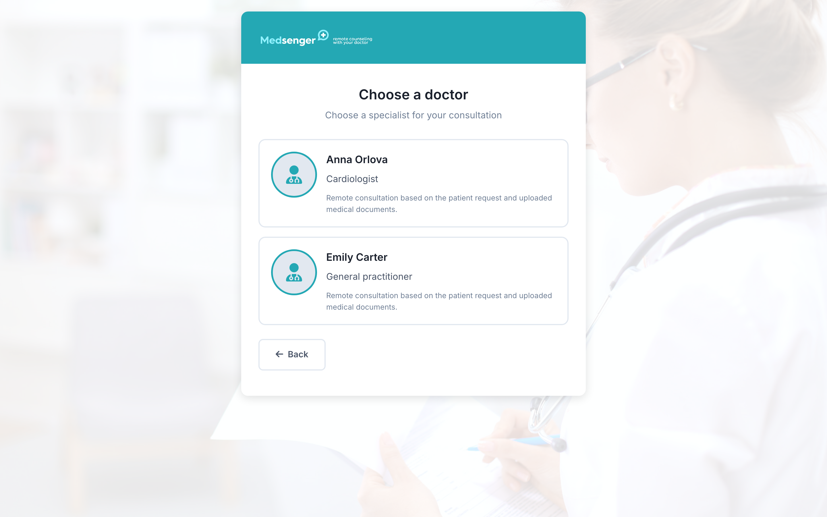 Choosing a doctor in an online request