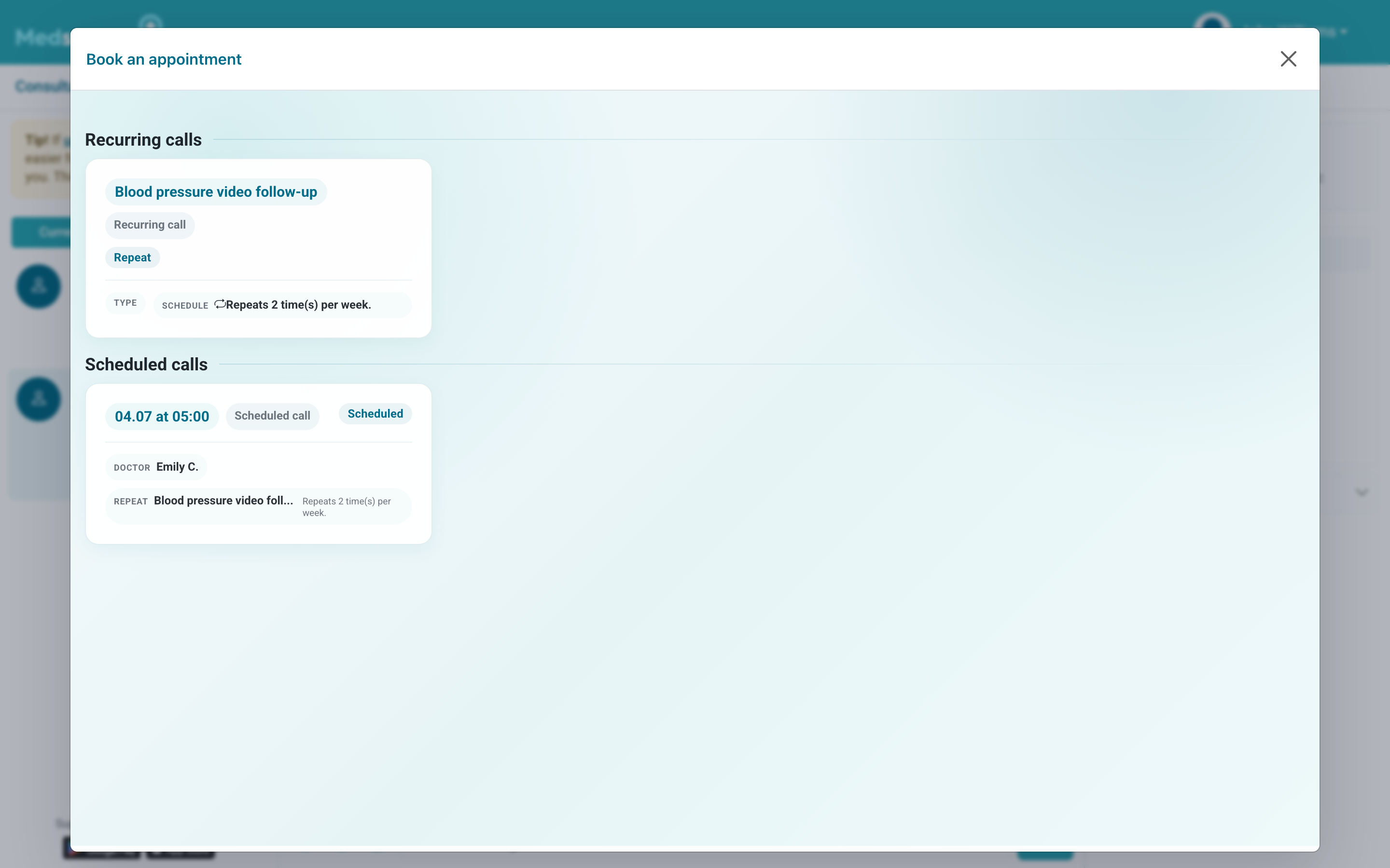 Video call schedule window